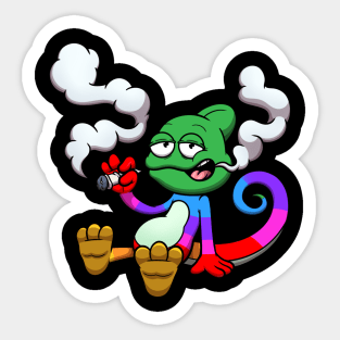 Chameleon Smoking A Joint Sticker